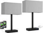 Touch Lamps for Bedroom, 3 Way Dimmable Grey Bedside Table Lamps Set of 2 | USB - Image 8