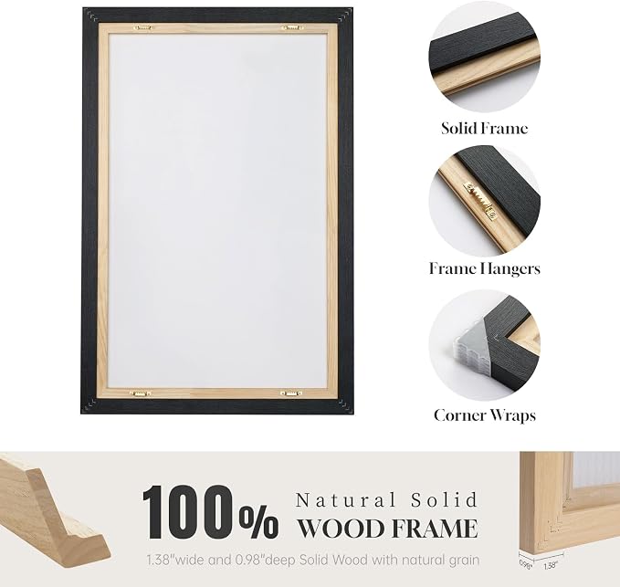 Framed Boho Wall Art for Living Room, Large 3 Piece Neutral Geometric Black and - Image 6