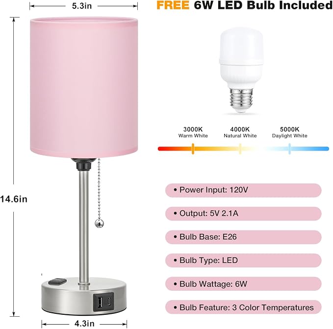 Small Bedside Table Lamp for Bedroom - Image 4