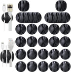Desk Cable Management Cord Organizer, 24 Pack Black Self Adhesive Cord Holder by OHill