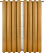 Diraysid Mustard Yellow Grommet Blackout Curtains - Image 2