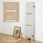 Room Divider with Shelves, 5 Panel White Privacy Screen | Partition Room - Image 5