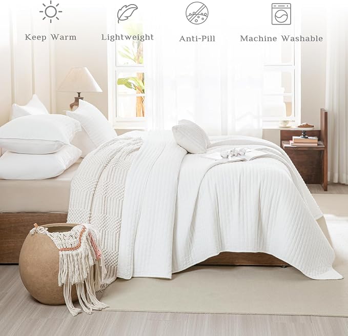 CozyTide Oversized Queen Quilt 102"x118", 3 Pieces Extra Large Modern Boho - Image 2