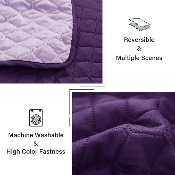 Exclusivo Mezcla Reversible Twin Quilt Bedding Set, Deep Purple | Lightweight - Image 6