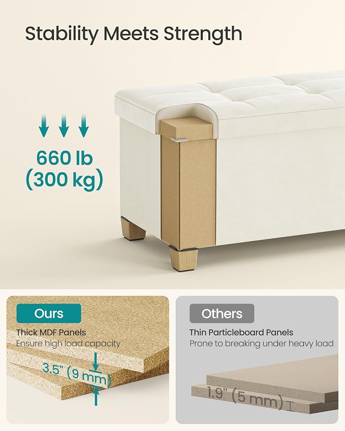 SONGMICS Storage Ottoman Bench - Image 4