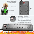 ALESTOR 20 Ft Surge Protector Power Strip - Image 6