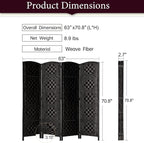 RHF Room Divider Panel, Partition Room Dividers, 4Panel Privacy Screen - Image 3