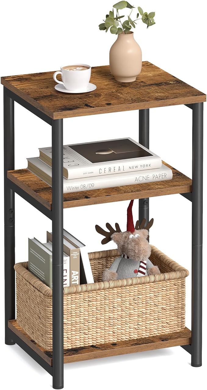 VASAGLE Side Table, Small End Table, Tall Nightstand, Steel Frame | by Unknown
