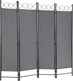 4 Panel Room Divider 6FT Steel Frame Screen Folding Privacy Divider by PayLessHere