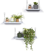 Floating Wall Shelves, Rustic Wood Wall Mounted Shelf Set of 3 | No Drill - Image 9