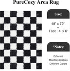 Checkered Rug 4x6 for Kids Room Black and White Soft Shag Rugs | Machine - Image 2