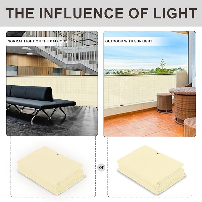 LOVE STORY Custom Size 3' x 4' Balcony Privacy Screen Cover, Butter Cream | - Image 2