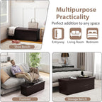 Giantex 43 Inches Folding Storage Ottoman Bench, Upholstered PU Leather Storage - Image 7