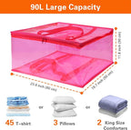 Pink 90L Clear Clothes Storage Bag - Image 2