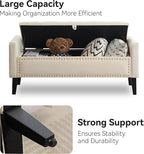 WUTUTUEE 47" Velvet Storage Bench, Upholstered Bed Bench - Image 4