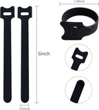 6 Inches 100 PCS Black Reusable Cable Ties, Cable Organizer, Cord Wrap and Hook - Image 2