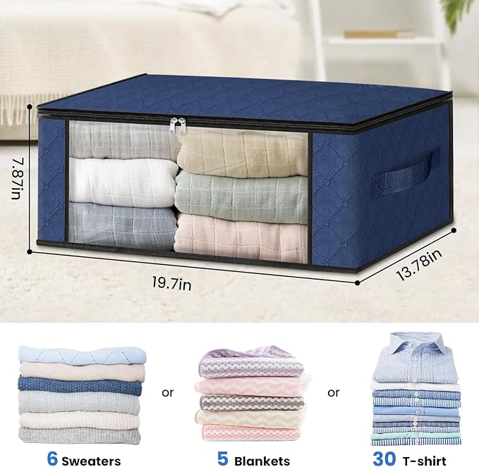 HomeHacks 10-Pack Clothes Organizer Storage Bags, 35L Storage Bins, Reinforced - Image 2