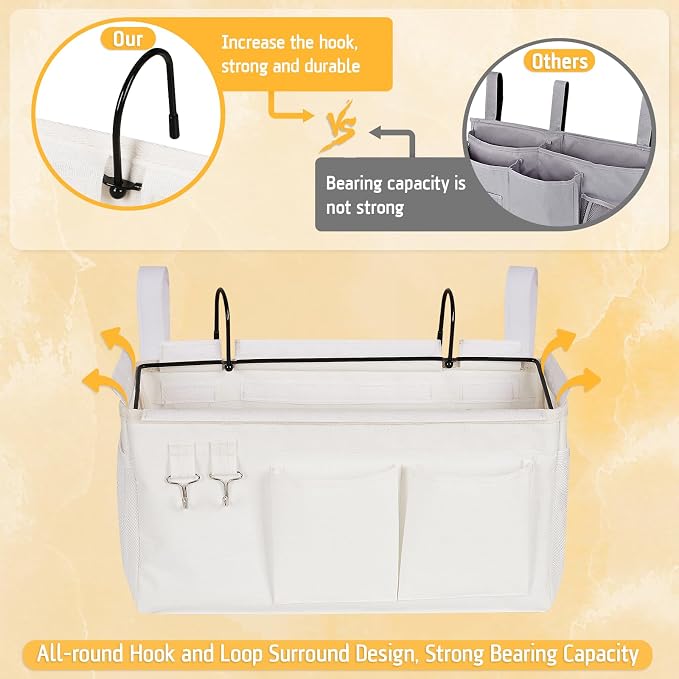 Lilithye Bedside Caddy, Bedside Storage Bag Hanging Organizer - Image 5