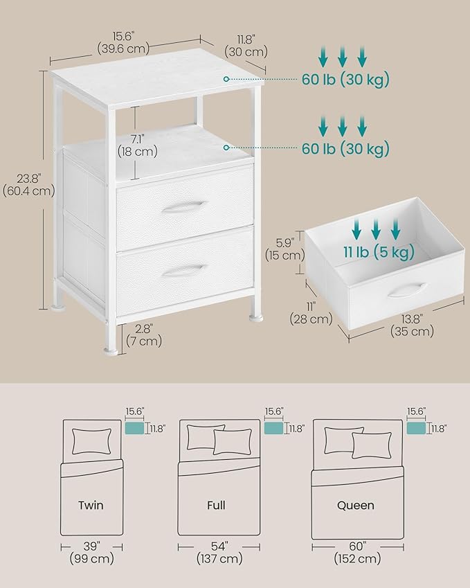 SONGMICS Nightstand, Bed Side Table, End Table - Image 2
