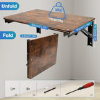 Folding Wall Desk for Small Space, 21.7Inches Wooden Floating Table | Foldable - Image 3