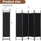 FDW 4-Panel Folding Room Divider | 6ft, Coal Black | Light & Portable | - Image 7