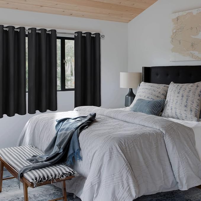 Diraysid Black Grommet Blackout Curtains - Image 6