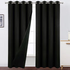 100% Blackout Curtains 52 x 95 Inch/Black Curtains 2 Panels by Lemomo