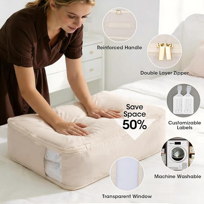 2 Pack Comforter Storage Bag, 204L Blanket Storage Bags Self Compression - Image 3