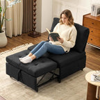 VINGLI Convertible Sofa Bed Tufted Teddy Fleece Sleeper Chair Bed Couch Armless - Image 8