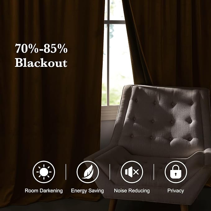 RYB HOME Bronze Velvet Curtains 96 inches - Image 7