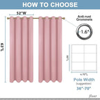 Diraysid Pink Grommet Blackout Curtains - Image 5