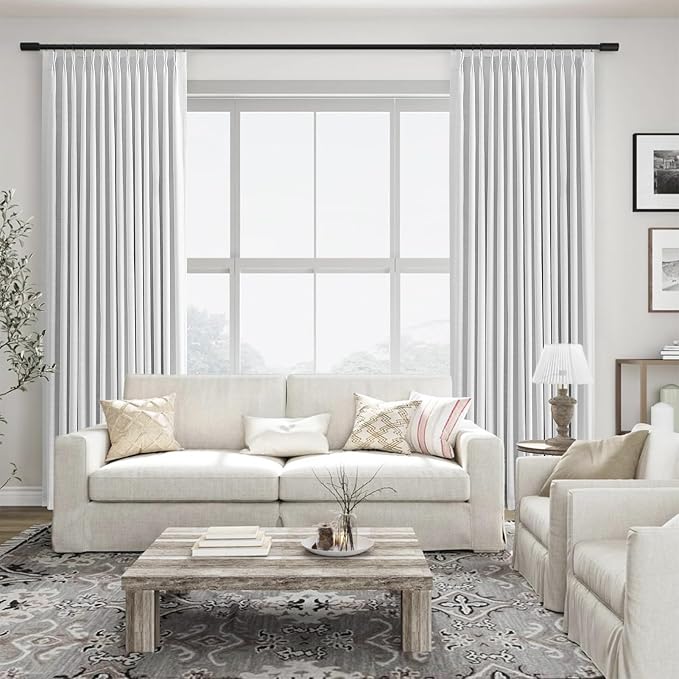 White Extra Long total Blackout Linen Curtains 108 Inches Long - Image 7