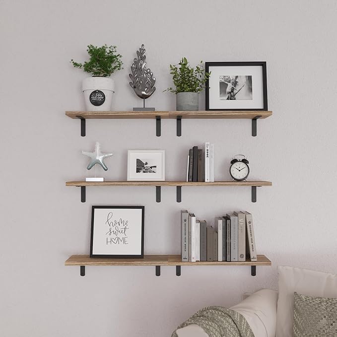 Wood Floating Shelves Set of 6, Shelves - Image 6