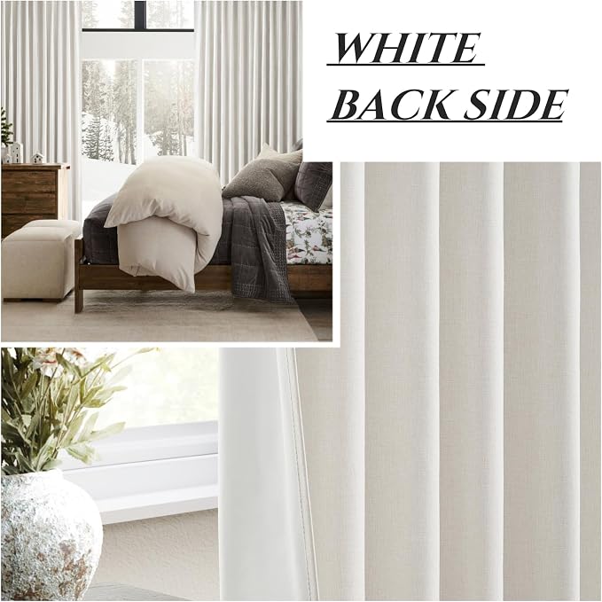 QJmydeco 80 Inch Long Linen Blackout Curtains, 2 Panels Set - Image 7