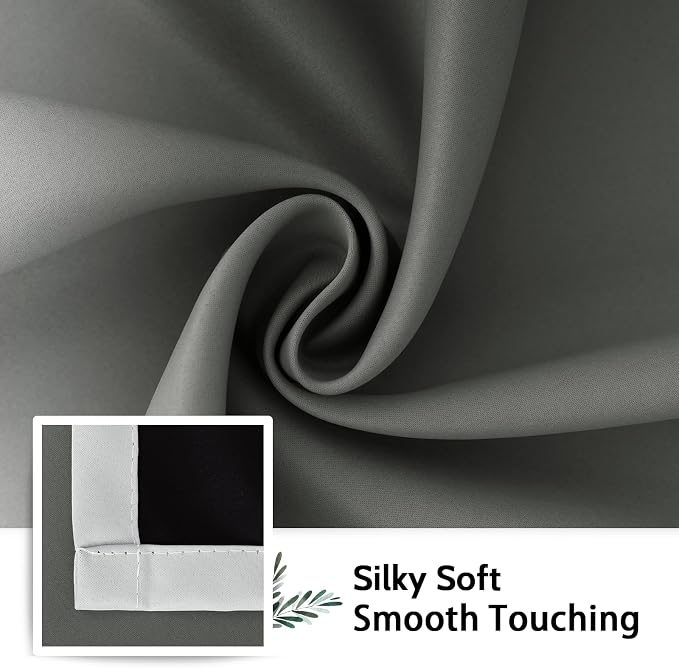SimpleHome 100% Blackout Ombre Bedroom Curtains Black and Greyish White - Image 7
