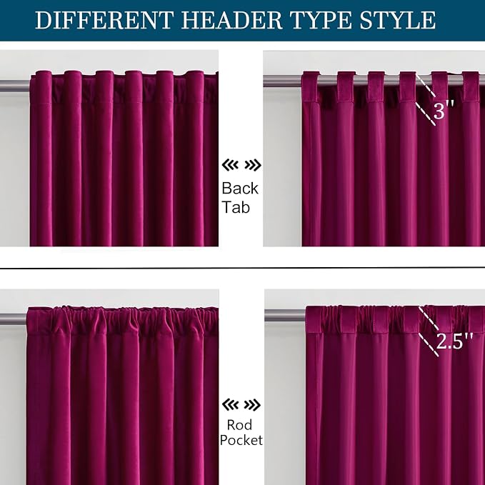 PRIMROSE Hot Pink Velvet Curtains 63 inch Long - Image 2