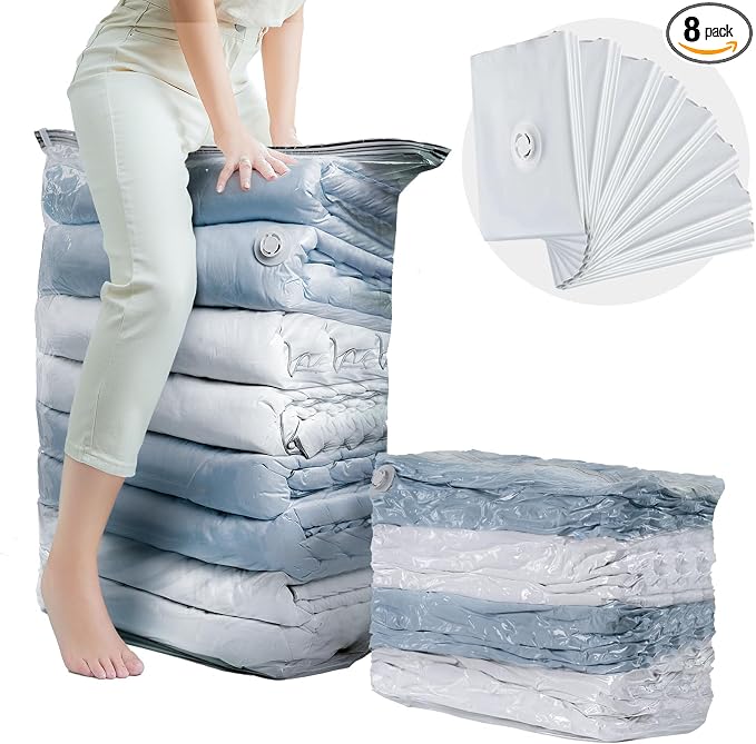 TAILI 8 Pack Cube Vacuum Storage Bags, Jumbo Size, Comforters and Blankets by TAILI