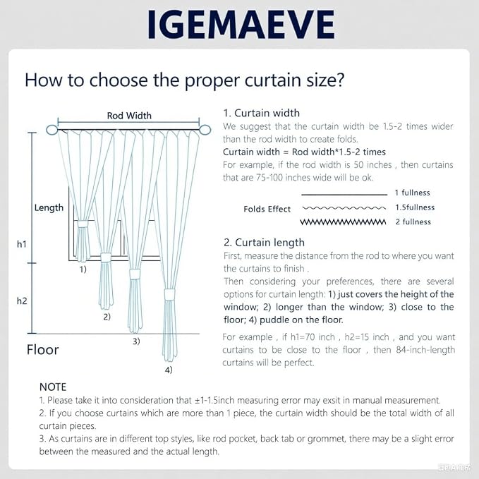IGEMAEVE Blackout Curtains for Bedroom Grommet Navy Blue Custom | Bedroom | - Image 8