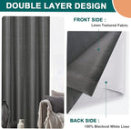 Diraysid 100% Blackout Curtains Dark Gray Linen Curtains - Image 5