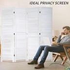 BLKMTY Room Divider 4 Panel Folding Screen Wood Screen Dividers 5.6ft Tall - Image 6