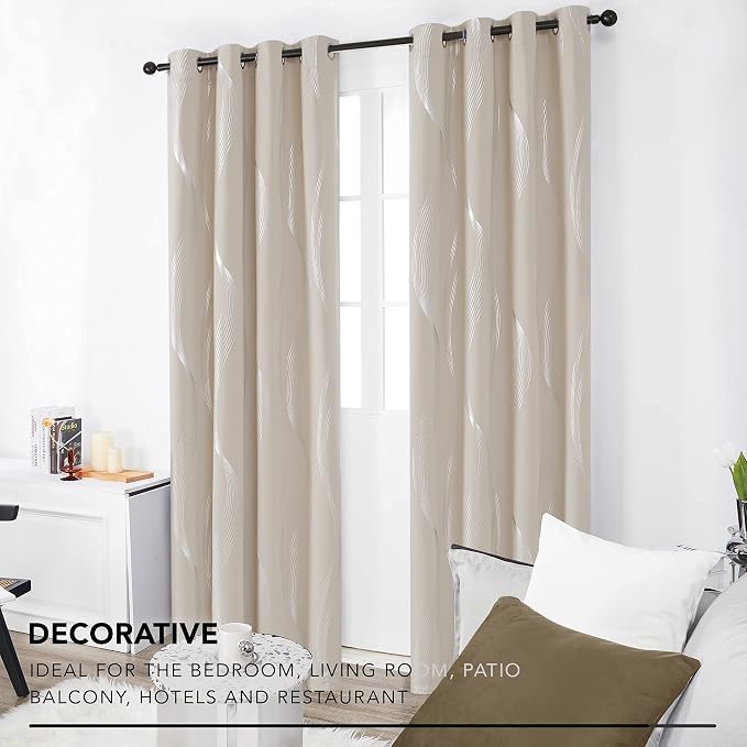 Deconovo Curtains for Living Room, Pattern Blackout Curtains 95 Inches Long | - Image 4