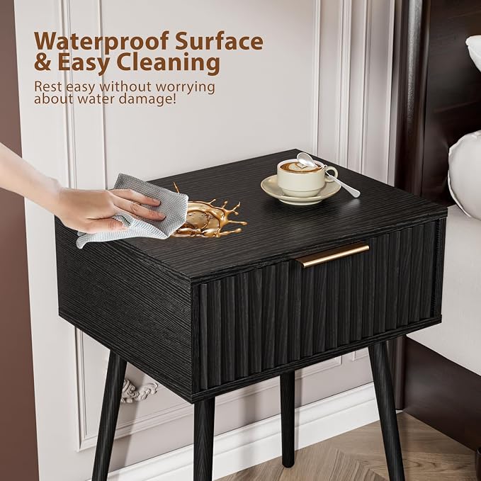 VINGLI Nightstands Set of 2, Fluted Night Stand - Image 9