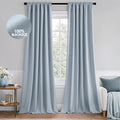 MIULEE 100% Blackout Back Tab Pleat Linen Curtains 50" Wx84 L, Chambray Blue | by MIULEE