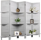 Room Divider with Shelves, 5 Panel Grey Privacy Screen | Partition Room by AMBITION+LAND