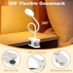 Cordless Reading Lamp with Clamp, 3.5'' Rechargeable LED Clip Light - Image 3
