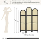 3-Panel Hand-Woven Rattan Room Divider, Tall Foldable Privacy Screen - Image 3