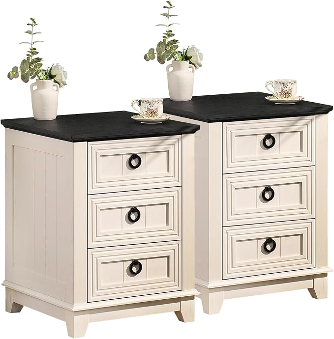 Joaxswe Farmhouse Nightstand Set 2 by Joaxswe