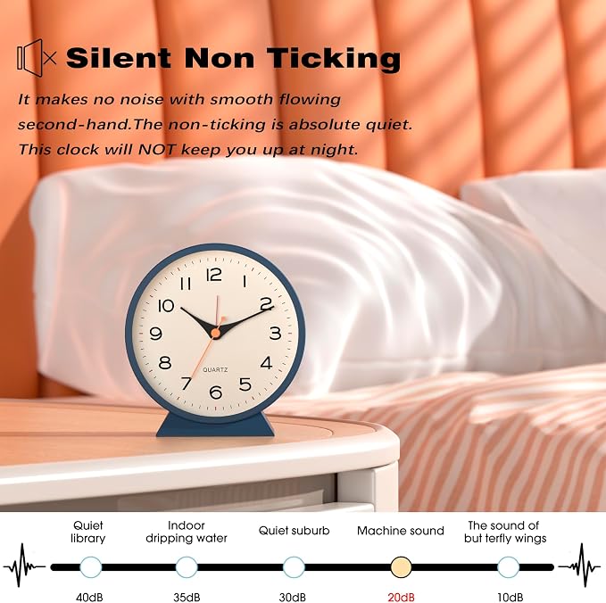 AYRELY® 4.5" Analog Alarm Clock, Small Retro Desk Clock and Table Clock | - Image 6