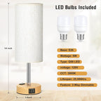 Small Touch Table Lamps Set of 2-3-Way Dimmable, USB A + C Charging, AC Outlet - Image 4