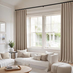 MIULEE 100% Blackout Back Tab Pleat Linen Curtains 50" Wx96 L, Copper Brown | 2 - Image 2